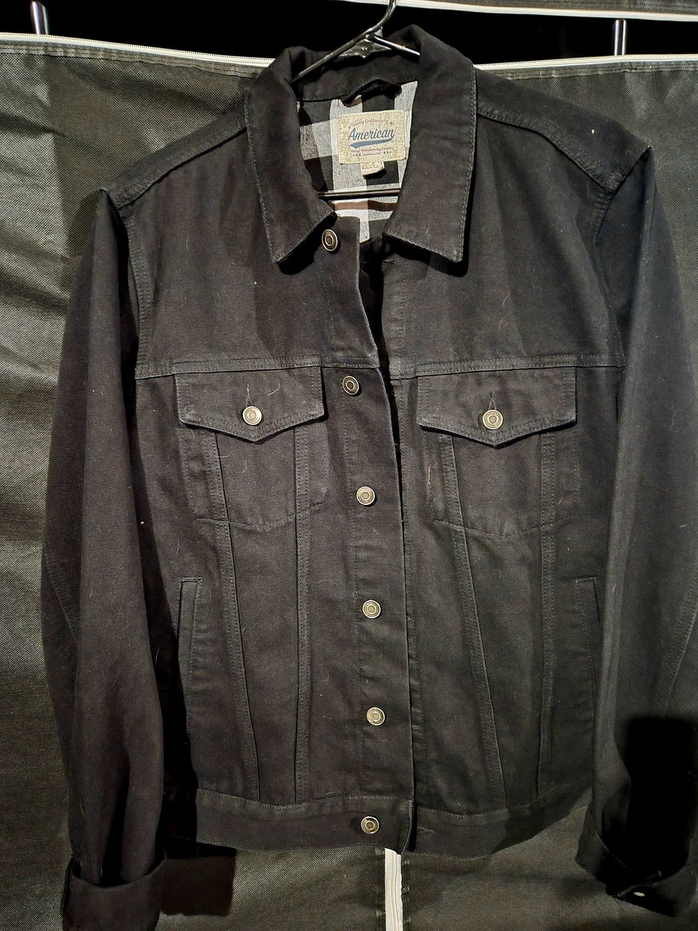 American Black Denim Jacket - Classic Button Front